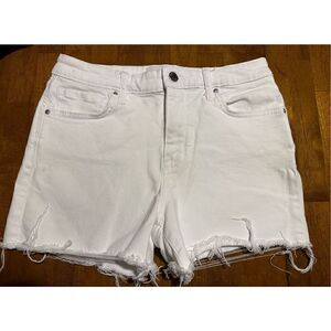 William Rast Womens Cut Off Distressed High Rise White Shorts Stretch Size 27
